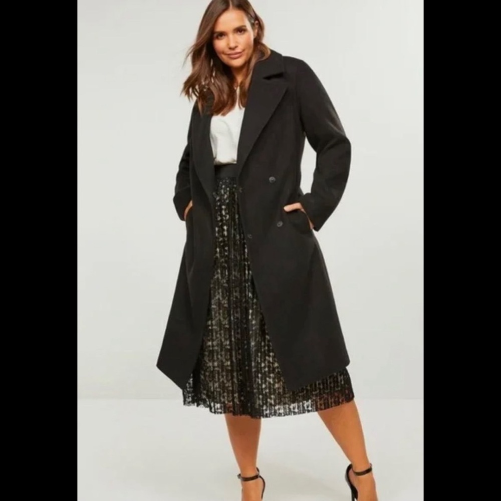 ✨ HP ✨ Double-Breasted ✨ Fleece Fur-Collared Trench Coat (14/16) ✨ - Picture 3 of 3